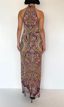 Womens | Shifa Viscose Heavy Crepe Halter Ankle Length Dress | Burgundy