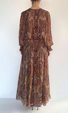 Womens | Shifa Viscose Flat Chiffon Smocked Detail Maxi Dress | Burgundy