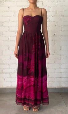 Womens | Soma Viscose Crinkle Chiffon Corsetted Long Dress | Burgundy