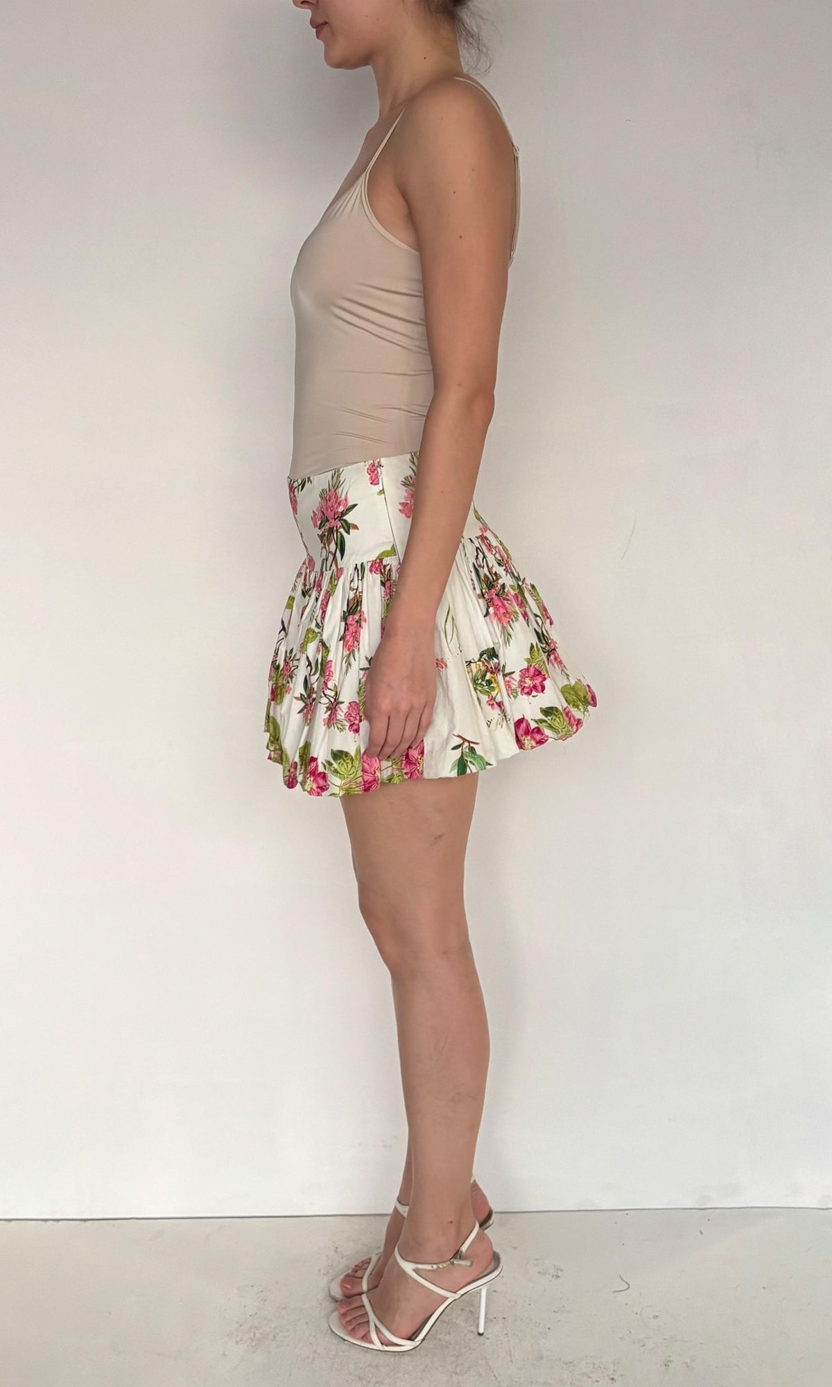 Womens | Taha Cotton Poplin Short Skirt | White Floral