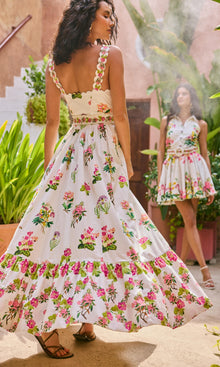 Womens | Taha Cotton Poplin Long Dress | White Floral