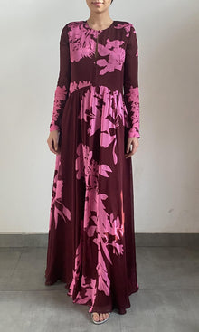 Womens | Tehr Viscose Flat Chiffon Long Dress | Black Magenta