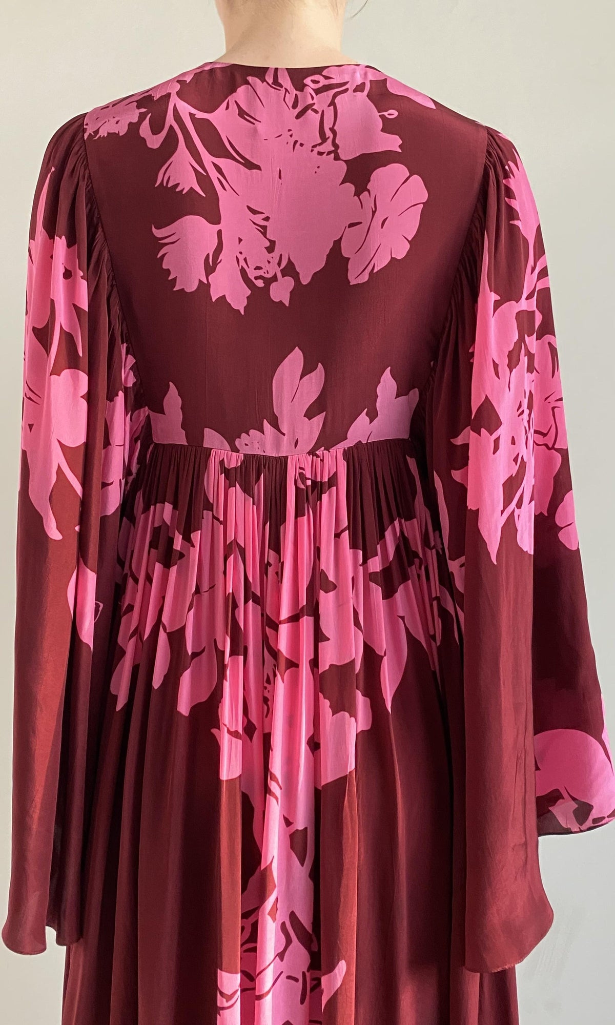 Womens | Tehr Viscose Crepe Maxi Kaftan | Black Magenta