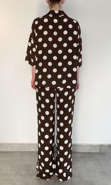 Womens | Tira Viscose Crepe Oversized Shirt | Brown White
