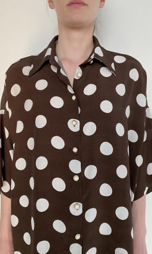 Womens | Tira Viscose Crepe Oversized Shirt | Brown White