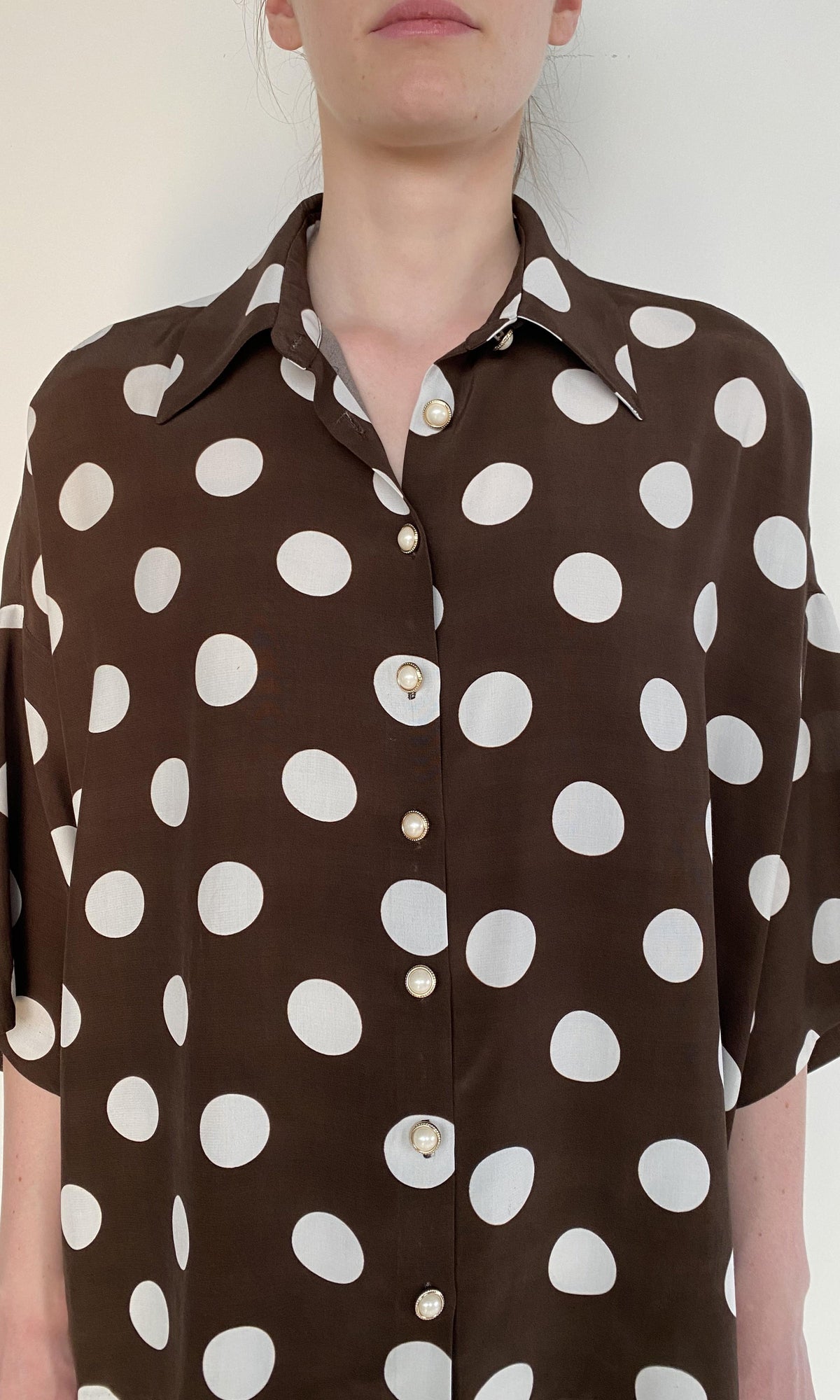 Womens | Tira Viscose Crepe Oversized Shirt | Brown White