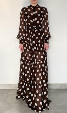 Womens | Tira Viscose Flat Chiffon Maxi Dress | Brown White
