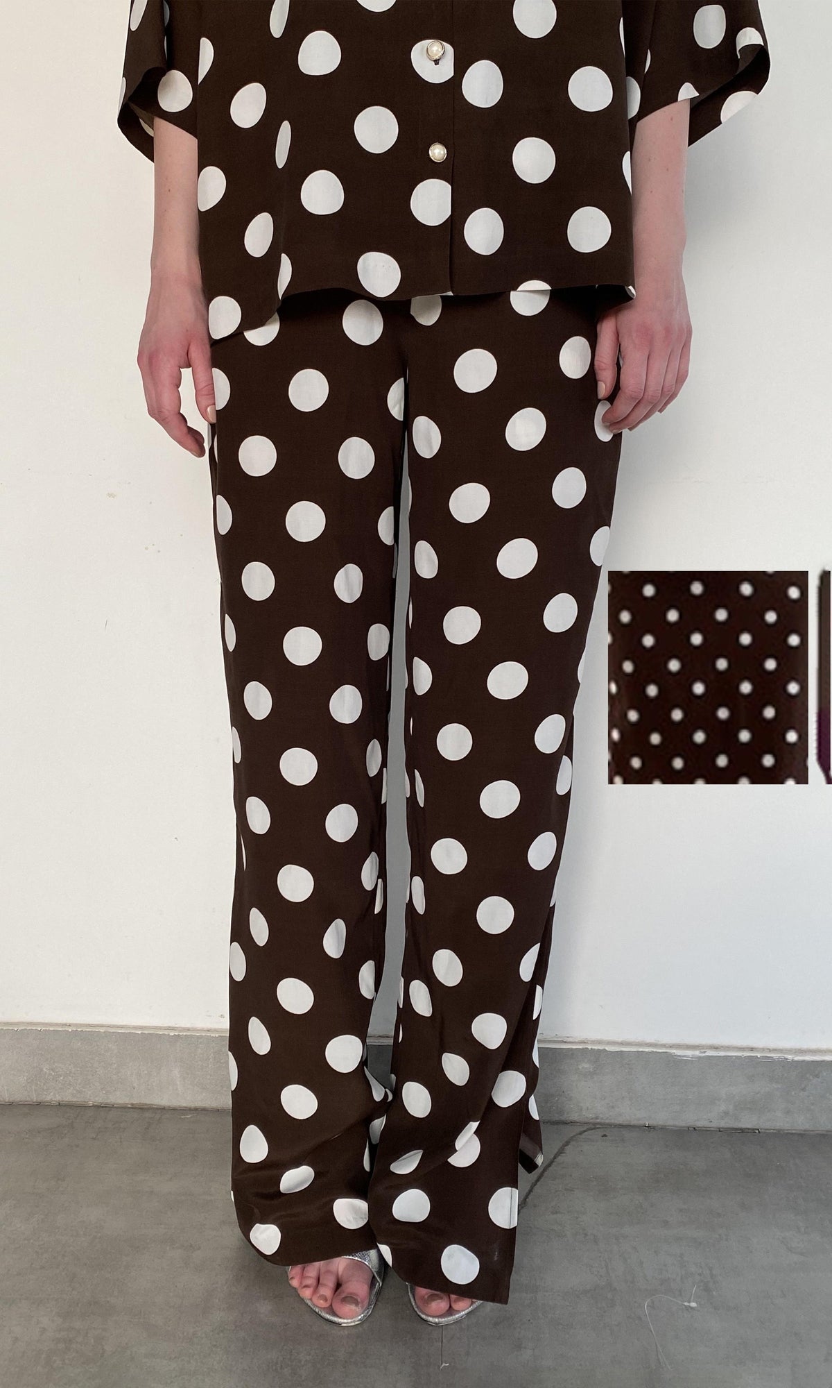 Womens | Tira Viscose Crepe Pant | Brown White