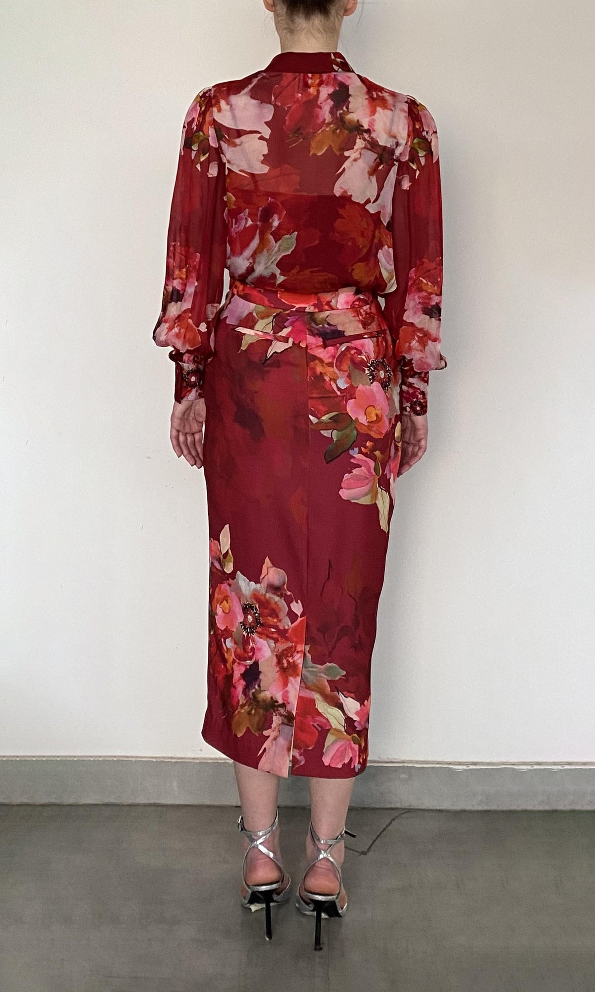 Womens | Tuhi Viscose Flat Chiffon Boho Top With Cami | Burgundy Multi