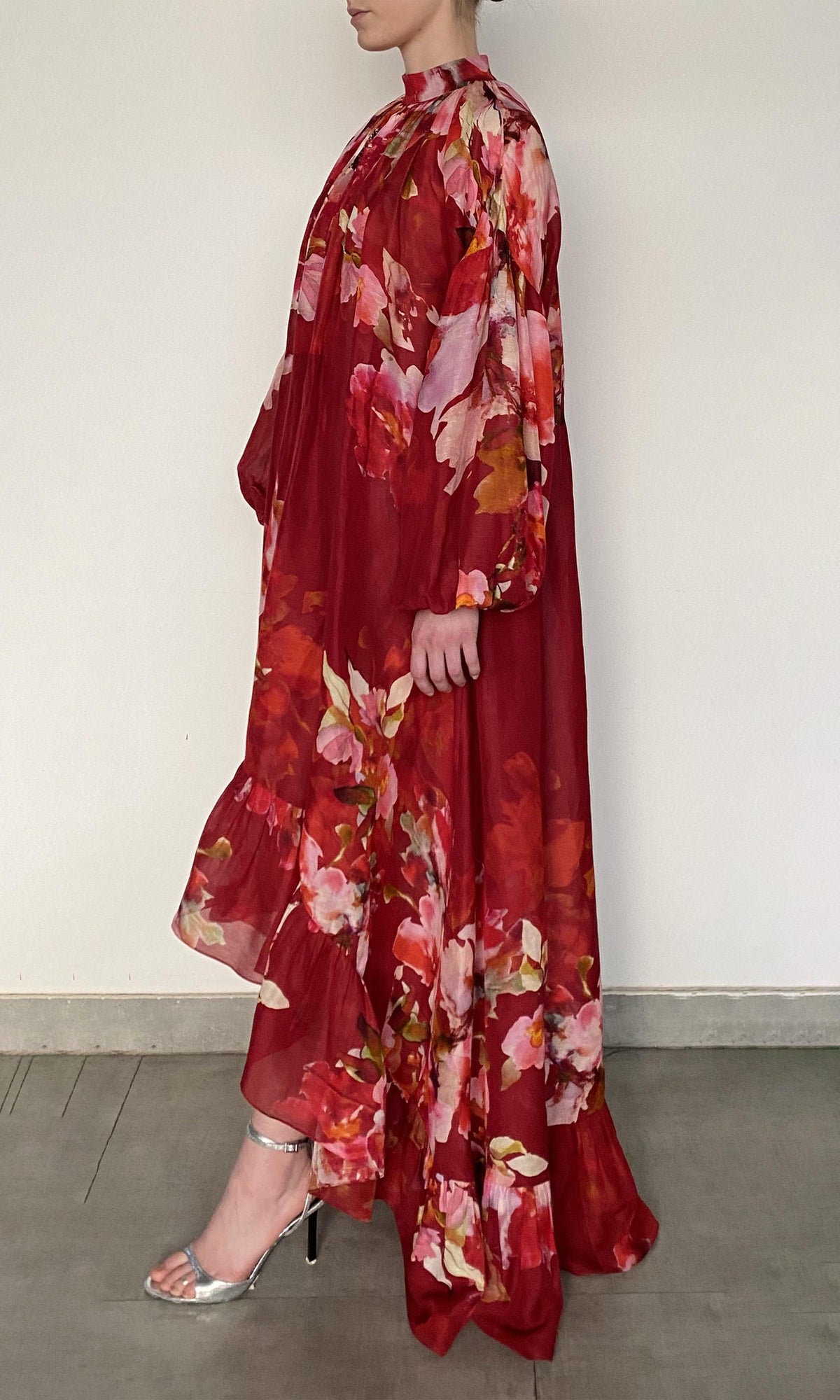Womens | Tuhi Linen Orgenza Long Dress | Red Multi