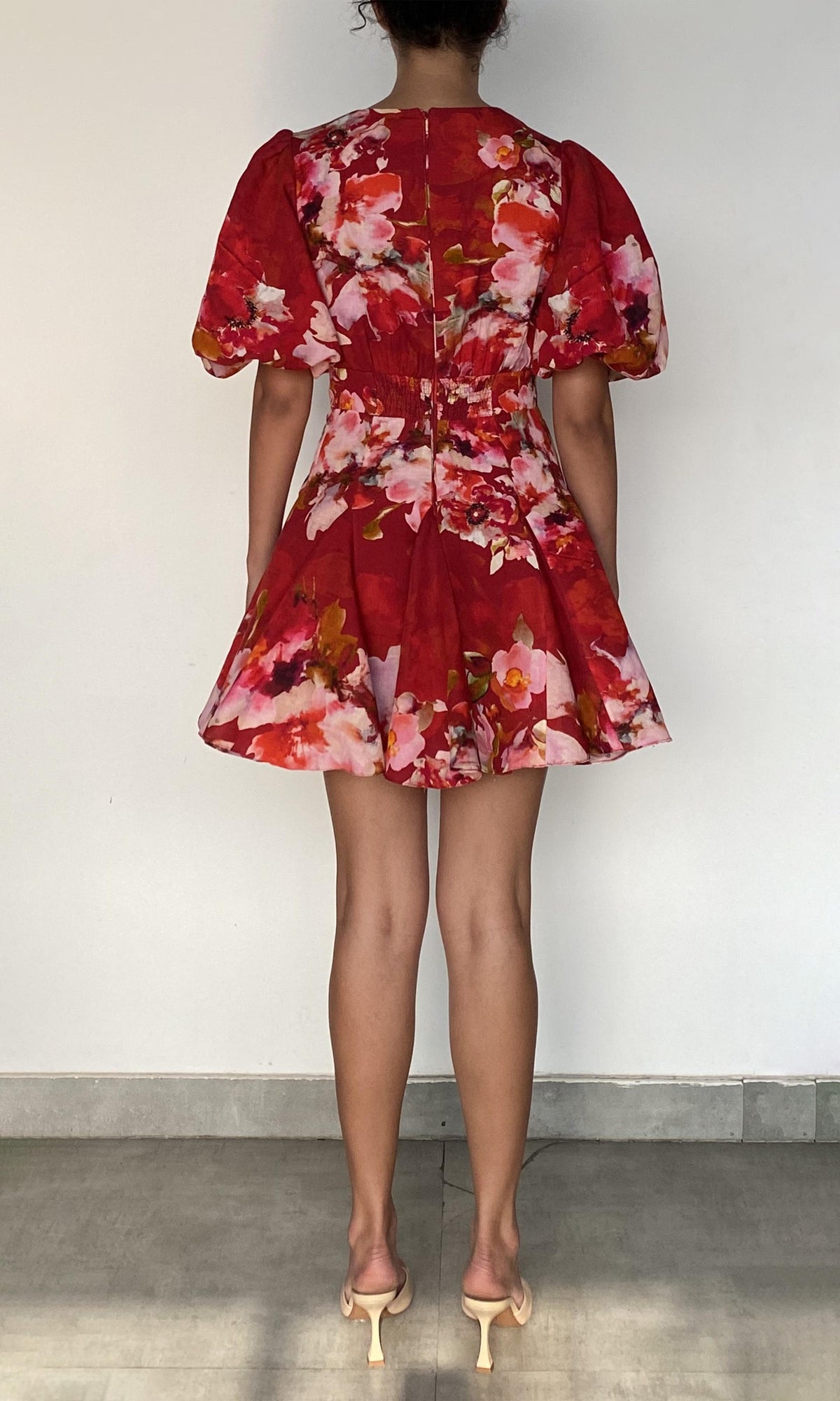 Womens | Tuhi Cotton Linen Short Dress | Red Multi