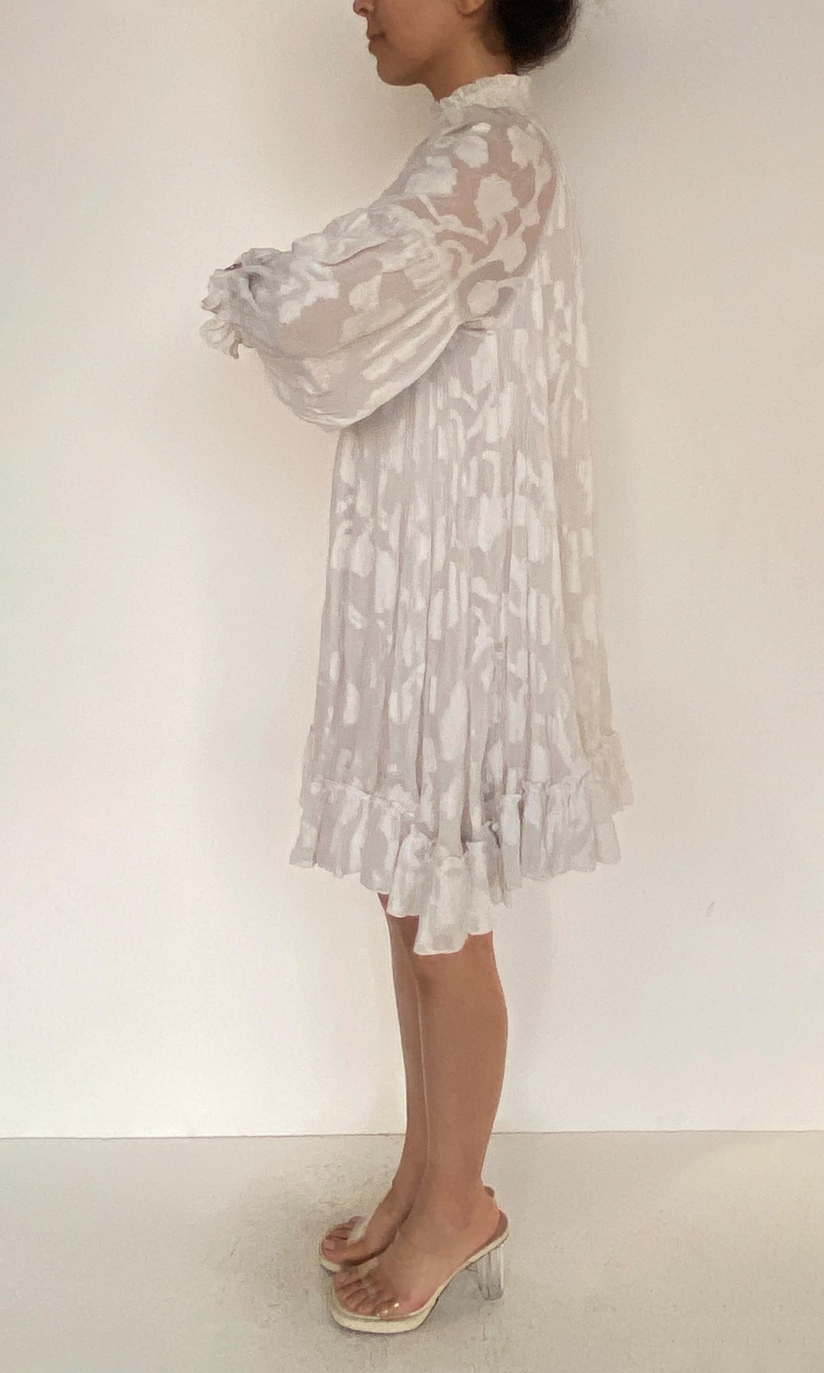 Womens | Veda Georgette Floral Jacquard Short Dress | White