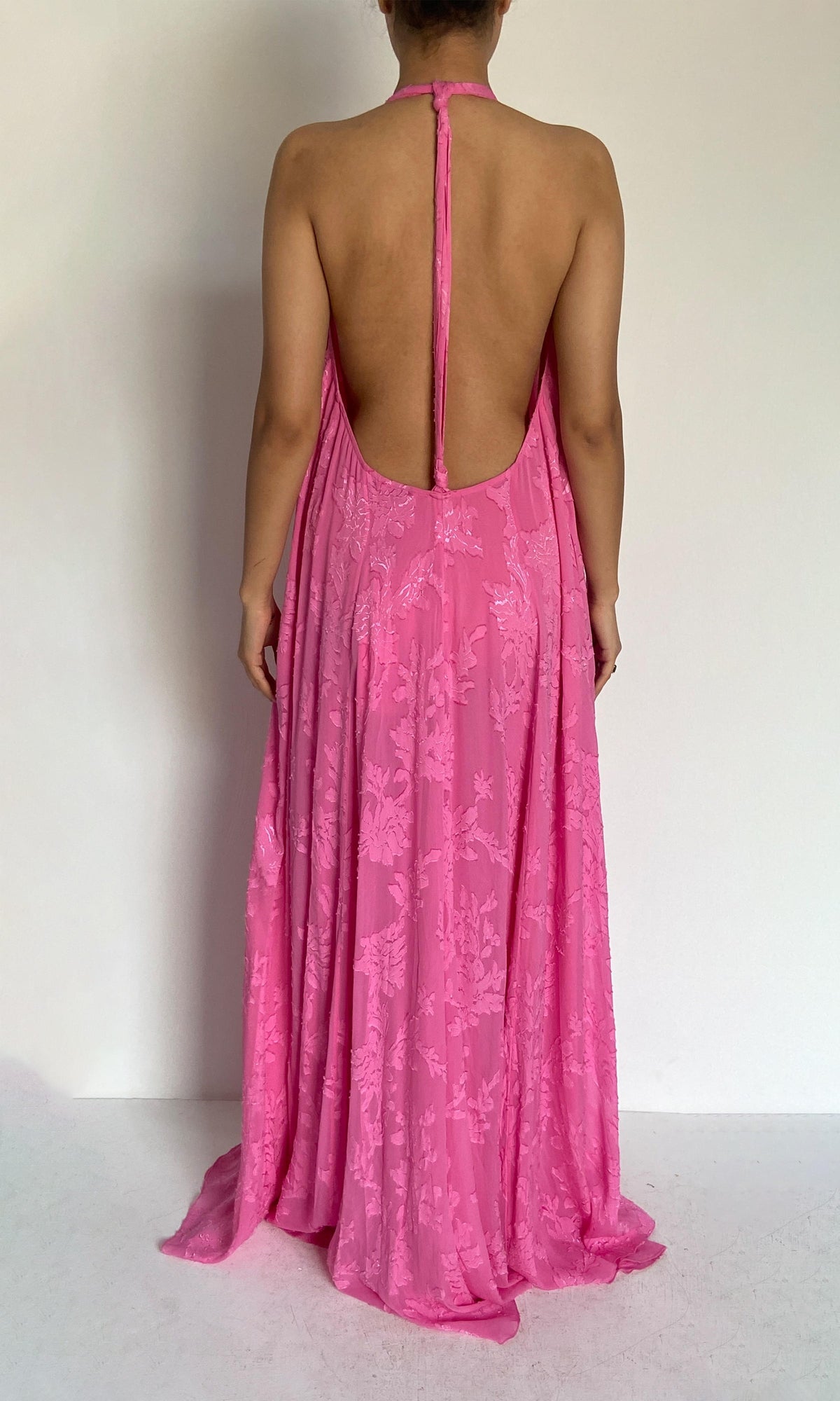 Womens | Veda Viscose Jacquard Long Dress | Pink
