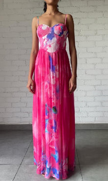 Womens | Vesa Viscose Crinkle Chiffon Long Dress | Multicolor