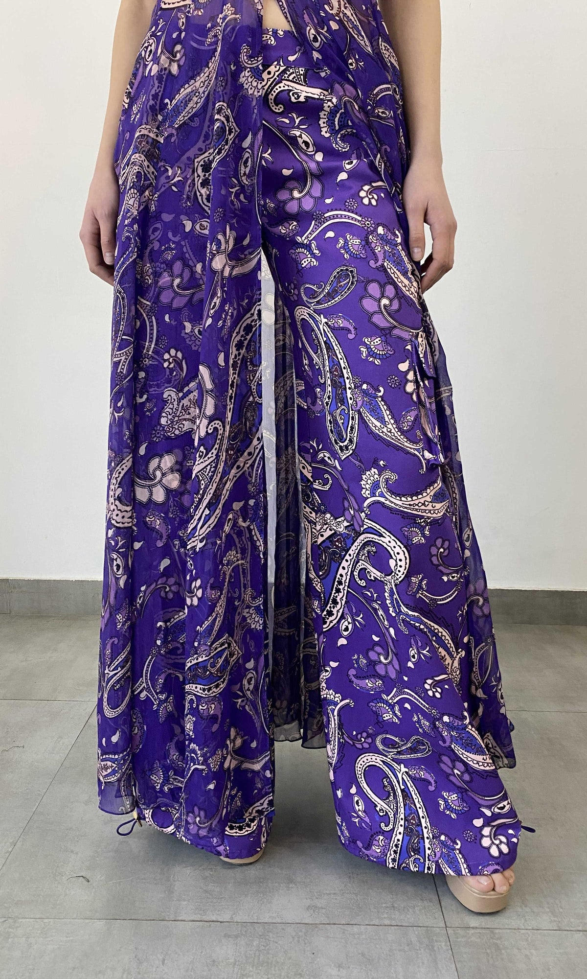 Womens | Viha Viscose Crinkle Chiffon & Cotton Twill Coverups | Purple