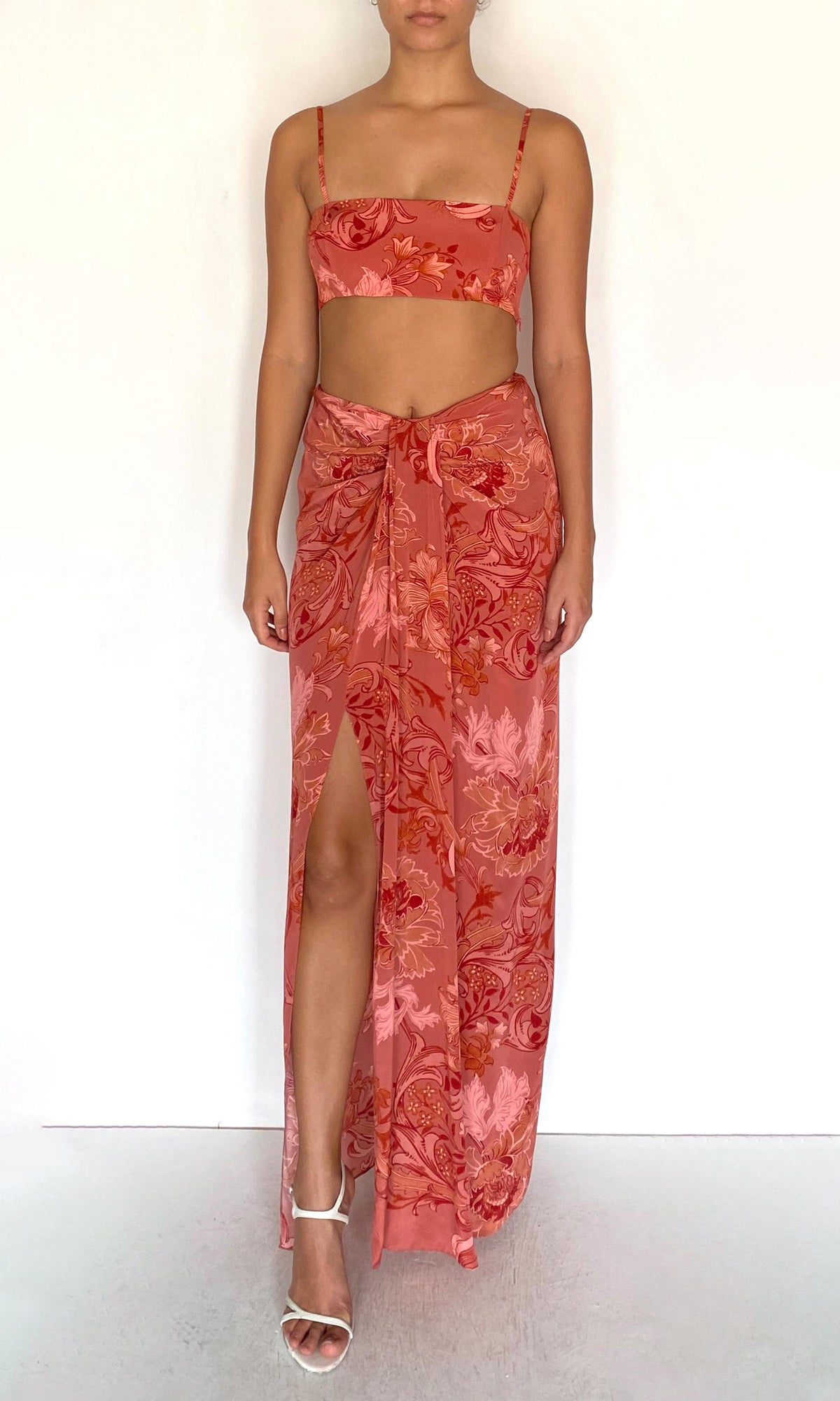 Womens | Vine Viscose Natural Crepe Bandeau | Coral