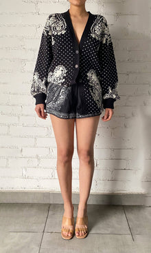Womens | Viri Jacquard Acrylic Nylon Oversized Cardigan | Black White