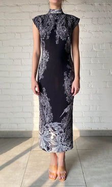Womens | Viri Heavy Crepe Long Dress - I | Black White