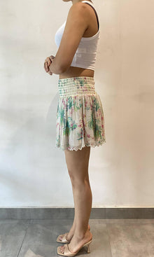 Womens | Zana Viscose Georgette Lurex Short Skirt | White Multi