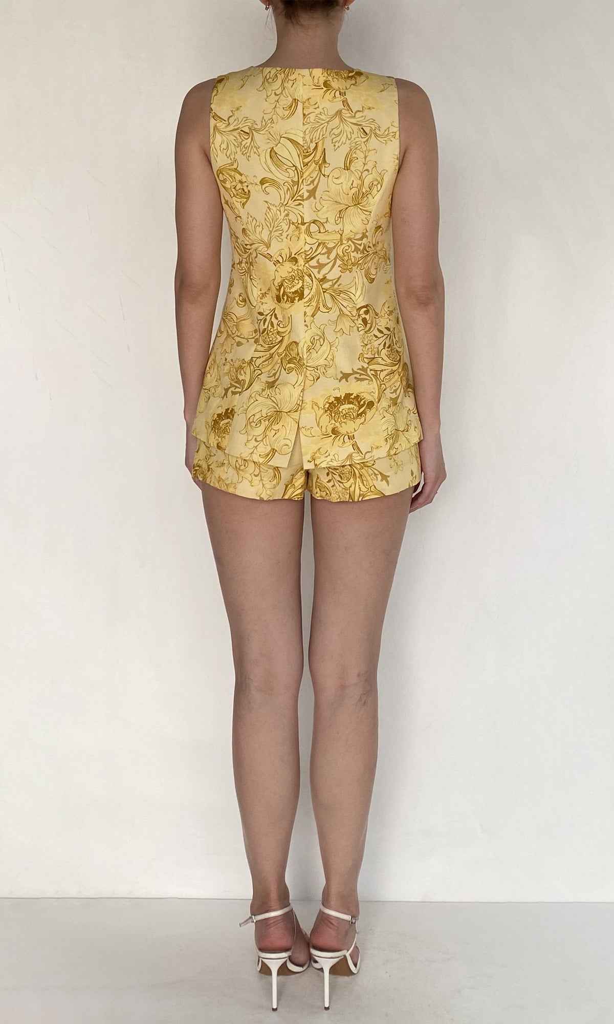 Womens | Zar Linen Cotton Front Open Waist Coat | Yellow