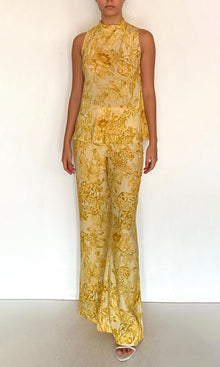 Womens | Zar Viscose Natural Crepe Cowl Neck With Back Tie Top | Yellow