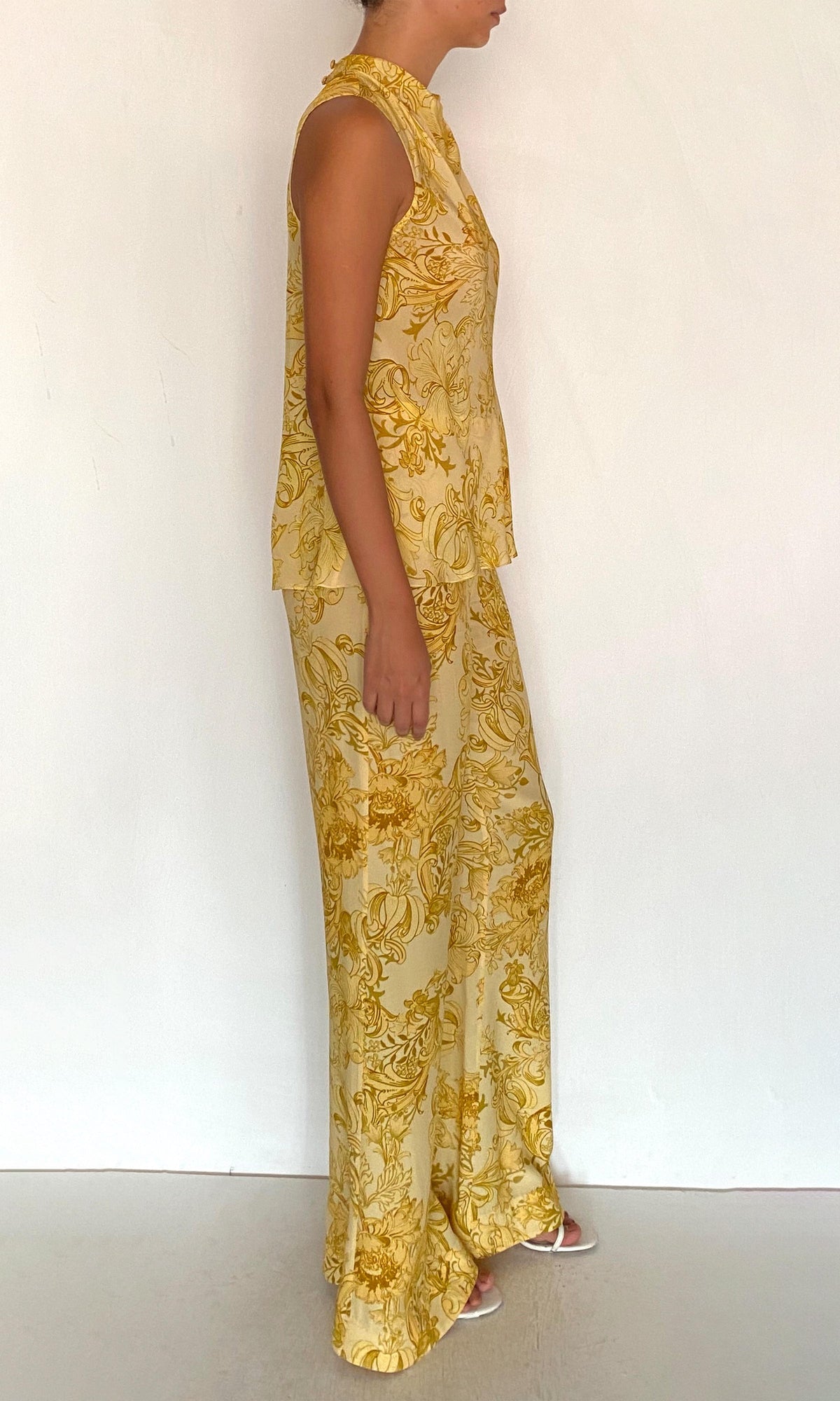 Womens | Zar Viscose Natural Crepe Cowl Neck With Back Tie Top | Yellow