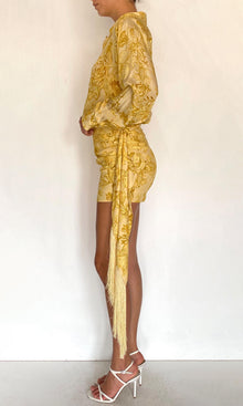 Womens | Zar Viscose Heavy Crepe Fringed Mini Skirt | Yellow
