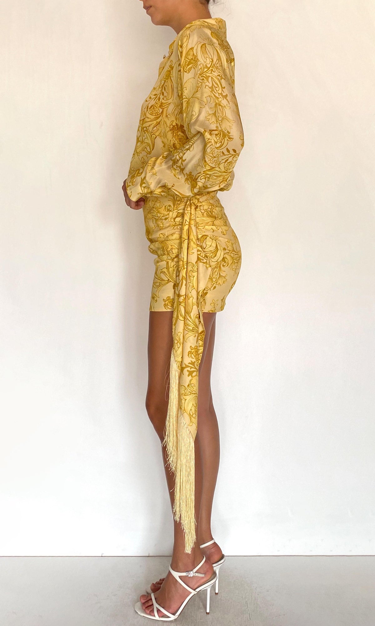 Womens | Zar Viscose Heavy Crepe Fringed Mini Skirt | Yellow