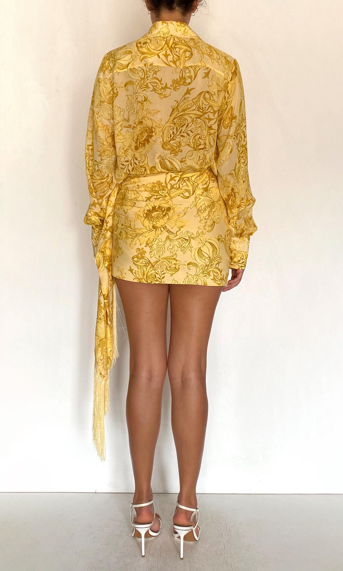 Womens | Zar Viscose Heavy Crepe Fringed Mini Skirt | Yellow