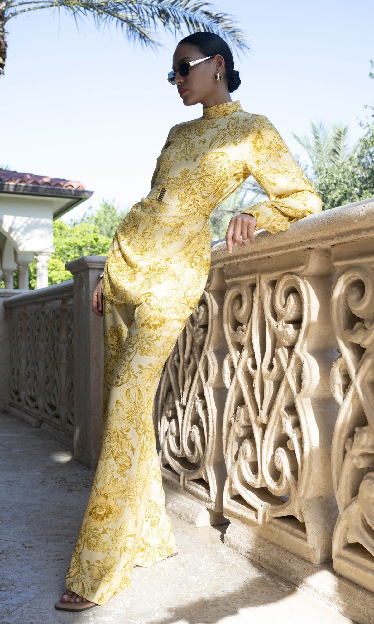 Womens | Zar Viscose Heavy Crepe Wide Leg Pants | Yellow