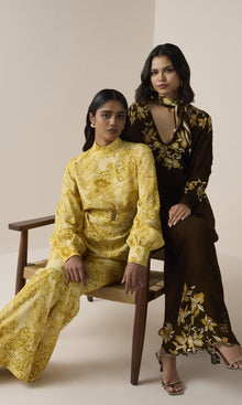Womens | Zar Viscose Heavy Crepe Wide Leg Pants | Yellow