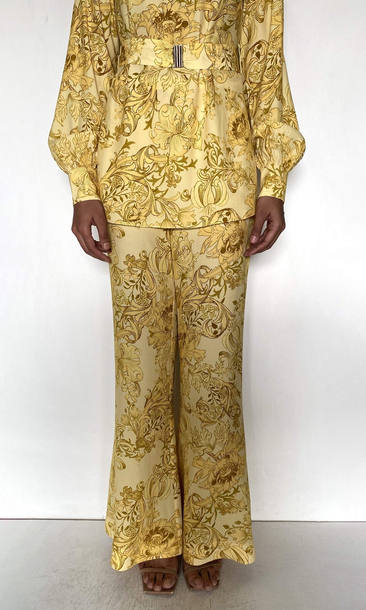 Womens | Zar Viscose Heavy Crepe Wide Leg Pants | Yellow