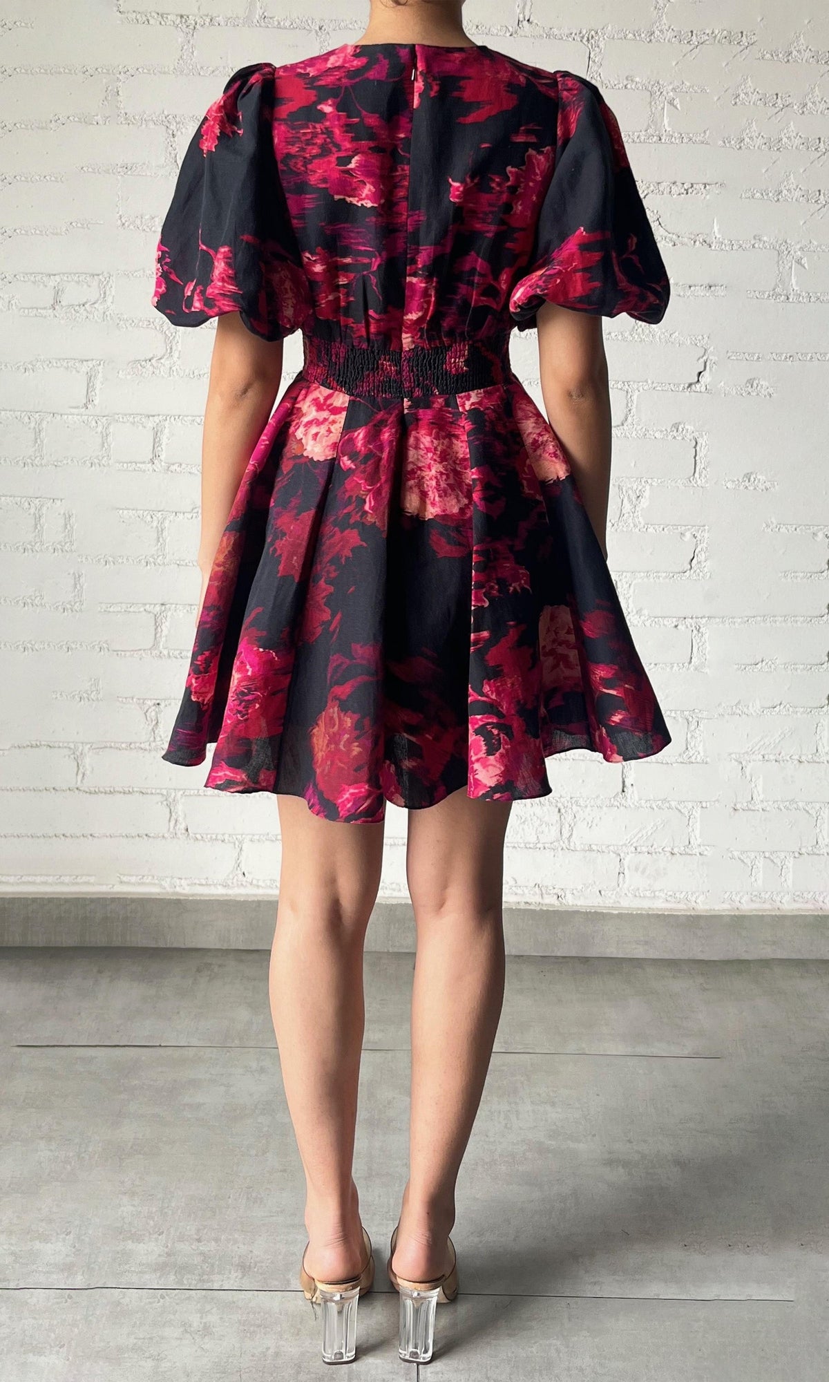 Womens | Zina Linen Cotton Short Dress | Black Magenta