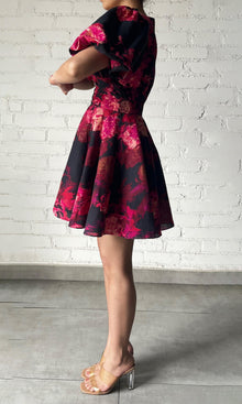 Womens | Zina Linen Cotton Short Dress | Black Magenta