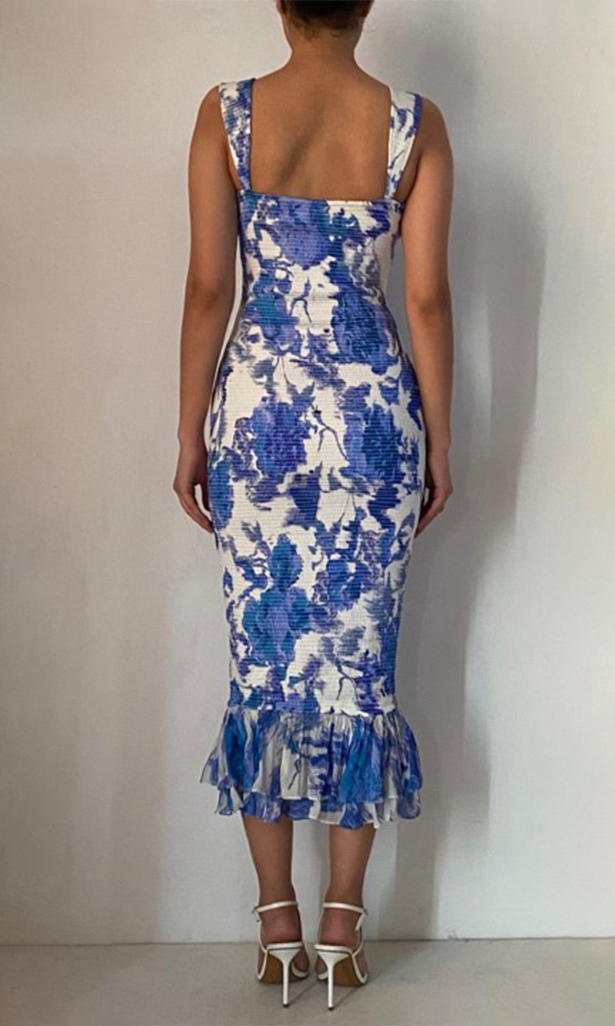 Womens | Zina Viscose Chiffon Midi Dress | Blue/White