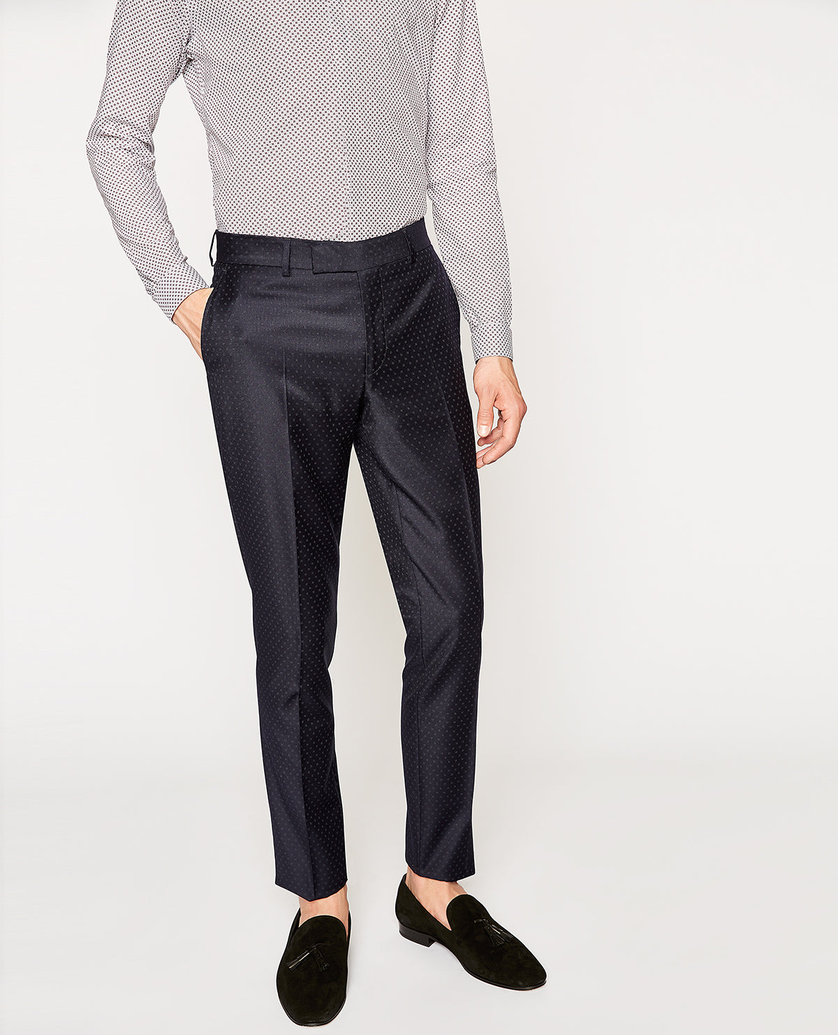 Micro-Motifs Suit Trousers | Men | Navy Blue