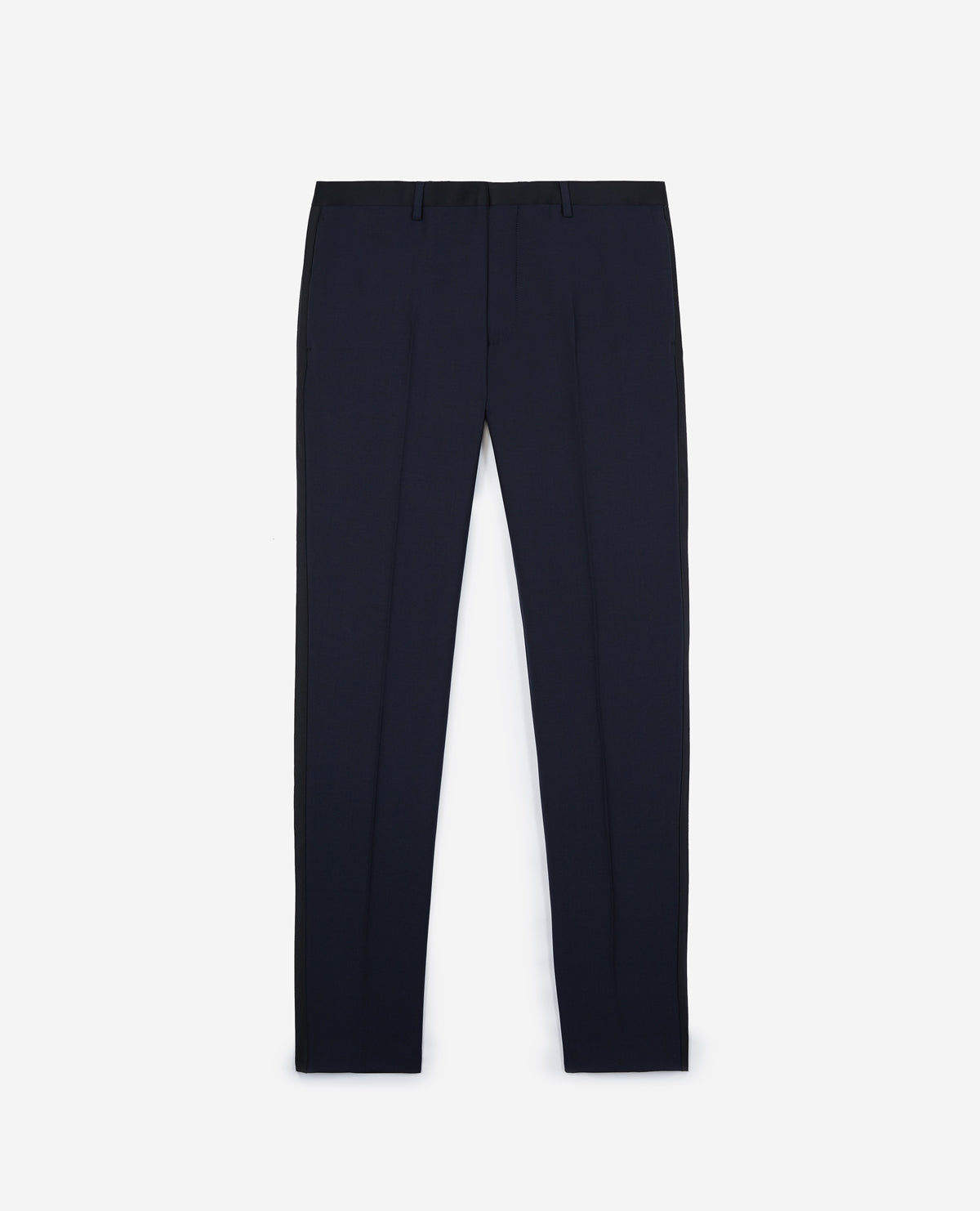 Wool Dinner Trousers With Black Satin Bands | Men | Navy Blue