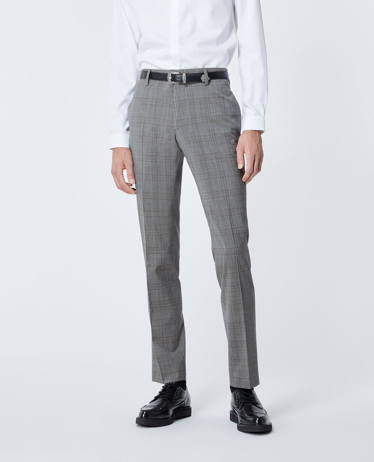 Prince Of Wales Gray Suit Pants | Men | Grey x Brown