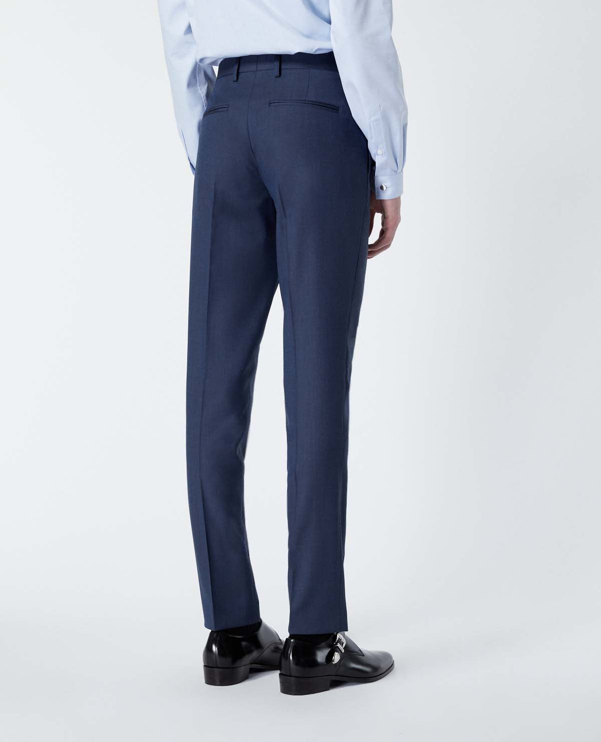 Textured Wool Suit Pants | Men | Blue