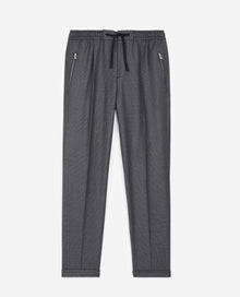 Patterned Dark Gray Wool Pants | Men | Grey Black