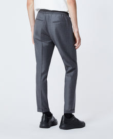 Patterned Dark Gray Wool Pants | Men | Grey Black