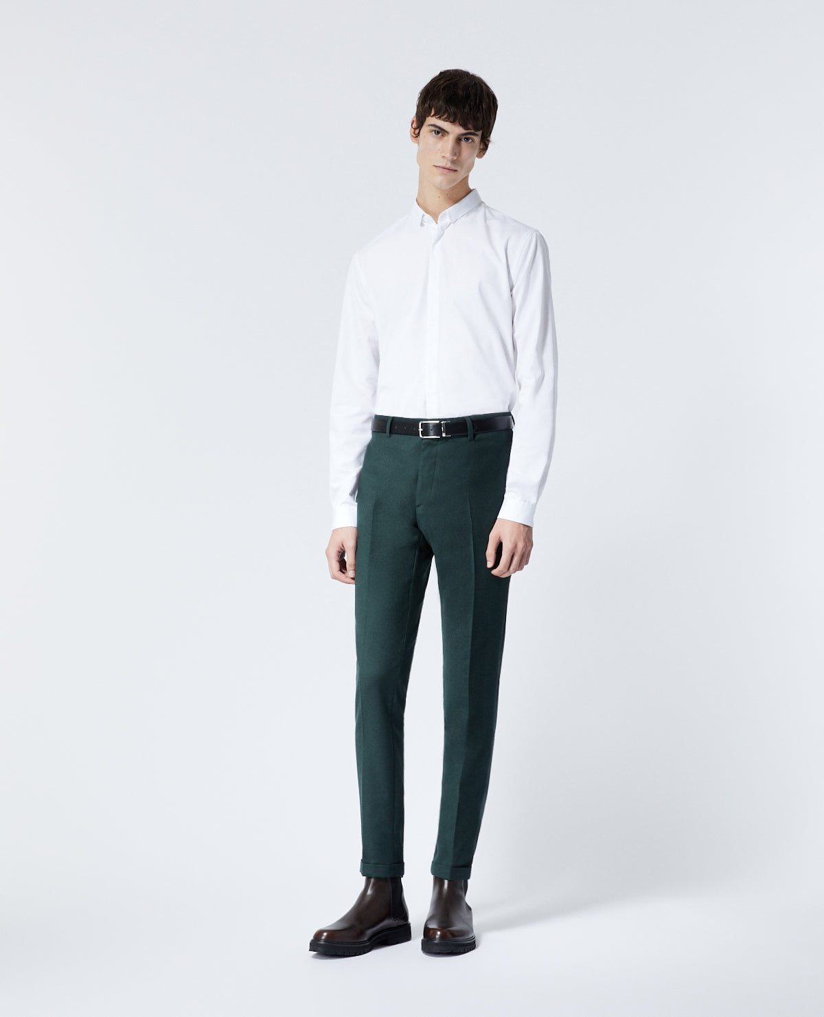 Fitted Dark Suit Pants In Wool | Men | Green