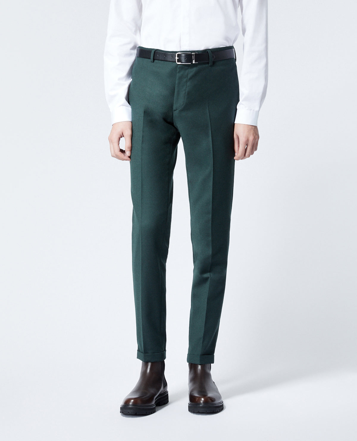 Fitted Dark Suit Pants In Wool | Men | Green