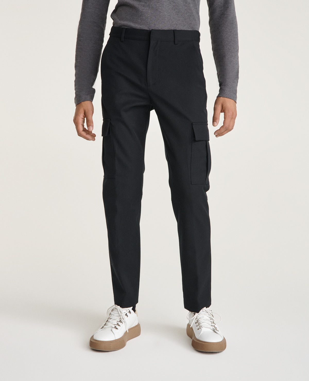 Wool Blend Cargo Pants | Men | Black