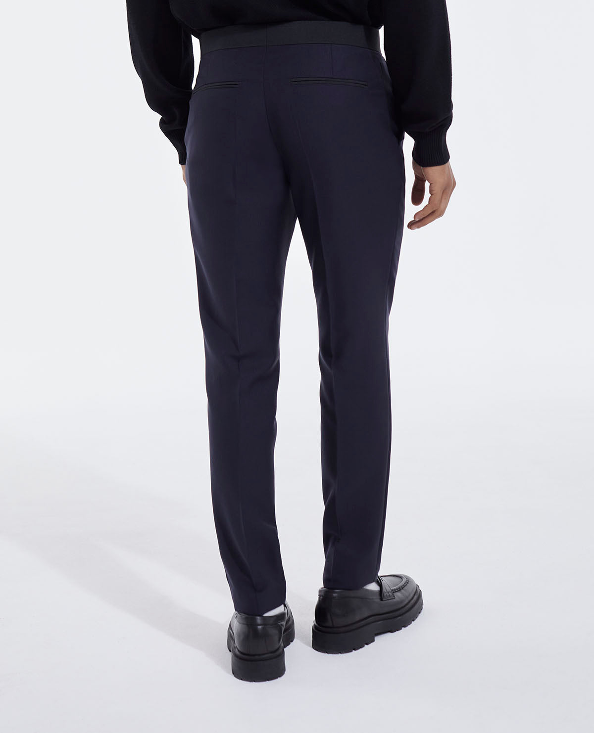 Midnight Blue Wool Suit Pants With Creases | Men | Navy