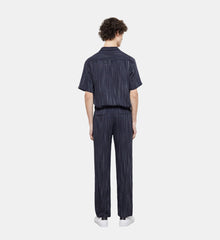 Blue Striped Pants | Men | Dark Navy x Ecru