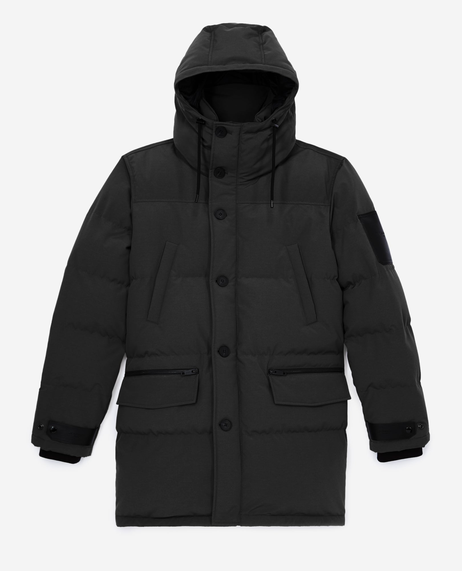 Quilted Cotton Parka W/Leather Detail | Men | Black