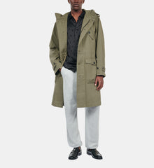 Long Khaki Hooded Parka | Men | Olive Night