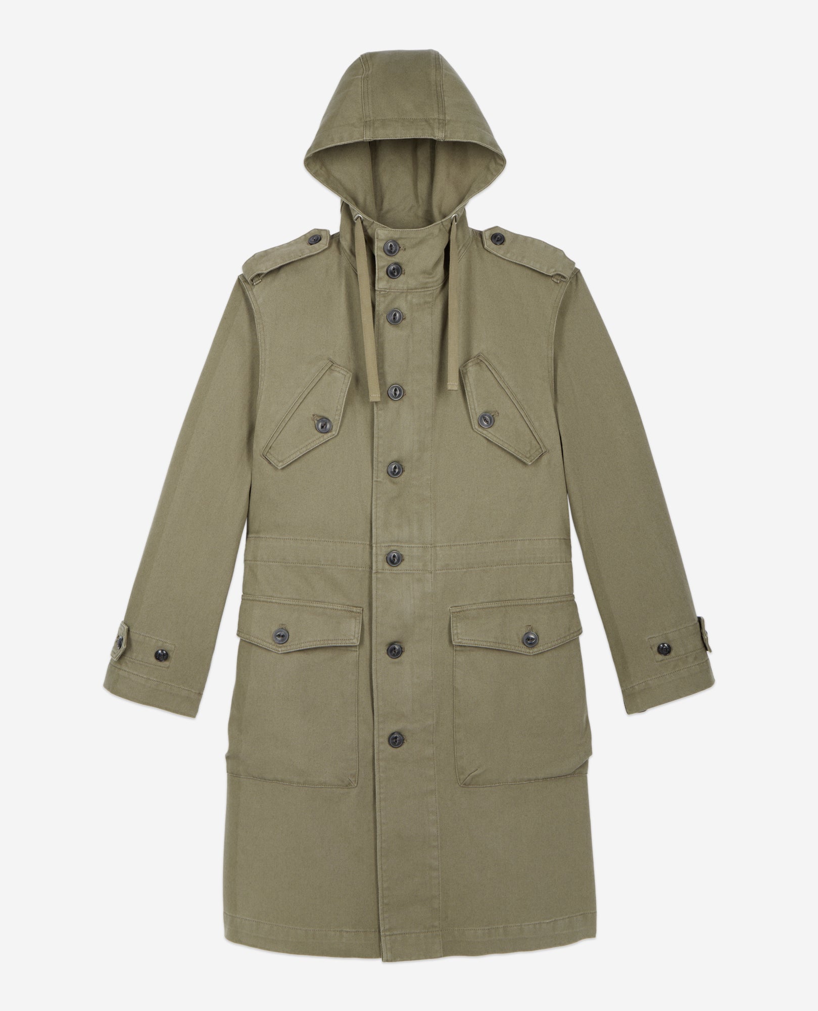 Long Khaki Hooded Parka | Men | Olive Night