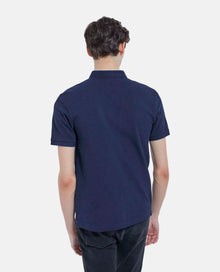 Classic Polo With Officer Collar | Men | Navy x Grey